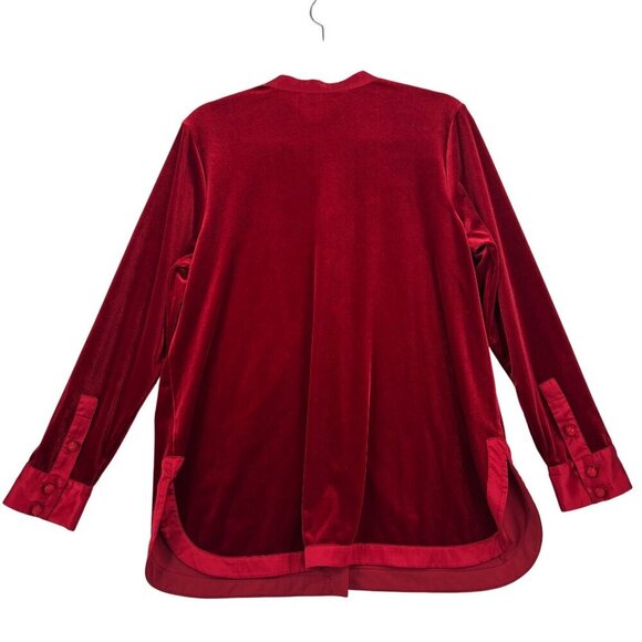 Soft Surroundings Esmarelda Velvet Blouse Top Size M Red Long Sleeve Stretch - Picture 9 of 12